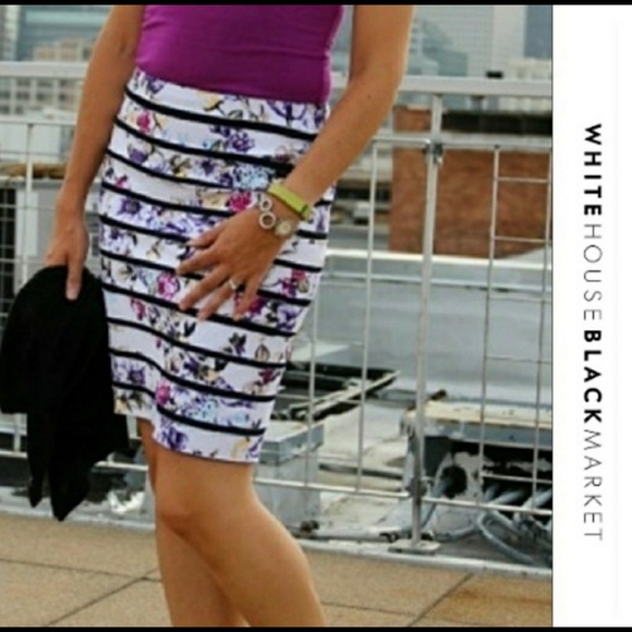 White House Black Market Dresses & Skirts - White House Black Market Floral Striped Skirt